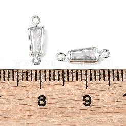 SHEGRACE Brass Pave Cubic Zirconia Trapezoid Connector Charms&nbsp;XGRQ2O526-444A-P