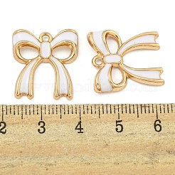 合金エナメルチャーム  蝶結び  ゴールドカラー  ホワイト  19.5x18x3mm  穴：1.5mm&nbsp;PALLOY-S191-01G