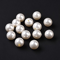 ABSプラスチックビーズ  イミテーションシェル＆パール  片穴  ラウンド  ホワイト  12mm  穴：1.2mm&nbsp;LS-FIND-A013-07B