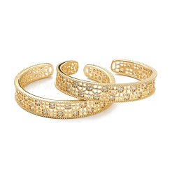 Brass Micro Pave Clear Cubic Zirconia Cuff Bangles&nbsp;BJEW-A116-05G