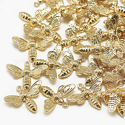 真鍮製チャーム  カドミウムフリー＆ニッケルフリー＆鉛フリー  蜂  18KGP本金メッキ  15x18x3mm  穴：1mm&nbsp;KK-N200-067