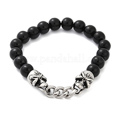 Punk Style Skull 304 Stainless Steel Glass Beads Bracelets for Women Men&nbsp;BJEW-D304-04AS-01