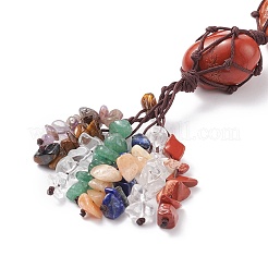 Chakra Natural Mixed Gemstone Woven Pendant Decorations&nbsp;HJEW-JM00660