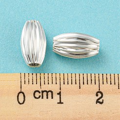 環境に優しい真鍮ビーズ  カドミウムフリー＆鉛フリー  長持ちメッキ  波形の楕円形  925銀メッキ  12x6.5mm  穴：2.5mm&nbsp;KK-M257-16S