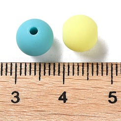 ゴム引きスタイル模造シリコンアクリルビーズ  ラウンド  ライトブルー  8x7.5mm  穴：1.6mm  約76個/20g&nbsp;X1-MACR-D029-01J