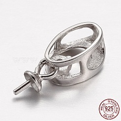 ロジウムメッキ 925 スターリングシルバー ラインストーン ペンダント ベイル  プラチナ  13x6x4mm  ピン：0.7mm&nbsp;STER-P005-09