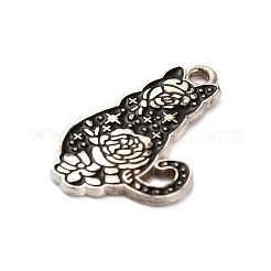 合金エナメルチャーム  プラチナ  バラの猫の形  24x15.5x1mm  穴：1.8mm&nbsp;FIND-V001-02P-03