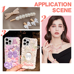 DIYジュエリー作りパーツキット  レジン＆イミテーションパール アクリルビーズ＆カボション入り  花と星とハートと丸と蝶結びと長方形  パールピンク  6~23x5.5~29x4~16mm  穴：1.5~4mm&nbsp;DIY-NB0008-06
