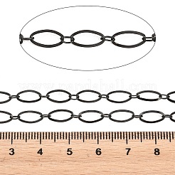 304ステンレススチール楕円リンクチェーン  スプールで  イオンプレーティング（ip）  ハンダ付け  ブラック  9x5x1mm&nbsp;CHS-P007-16EB