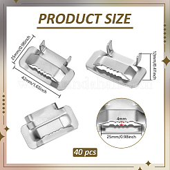 304ステンレススチールバックル  歯バックル  長方形  ステンレス鋼色  42x25x12mm  穴：25x4mm&nbsp;FIND-WH0817-052P