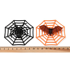 6個 6色 プラスチック製 クモとコウモリ ウェブシミュレーションおもちゃモデル  ハロウィーンの装飾用  ミックスカラー  72x72x12~13mm  1pc /カラー&nbsp;DJEW-K032-03