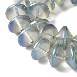 電気メッキガラスビーズセット  空飛ぶ円盤型のビーズ  ミディアムアクアマリン  14x10~10.5mm  穴：1.2~1.4mm  約60個/連  23.78''（60.4センチメートル）&nbsp;EGLA-G038-01A-FR04
