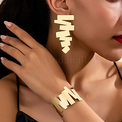 Irregular Geometry Alloy Cuff Bangle & Stud Earring Sets&nbsp;FS-WG4DB26-01