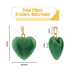 24Pcs 6 Style Spray Painted Glass Pendants&nbsp;GLAA-HY0001-07