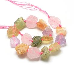 天然のマルチカラークォーツビーズの連  ナゲット  10~27x17~33x17~33mm  穴：2~2.5mm  約12~15個/連  15.7インチ&nbsp;G-R421-07