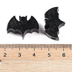 ハロウィーンの木製ビーズ  ブラック  バット  22x15x8mm  穴：3mm&nbsp;WOOD-S064-01C