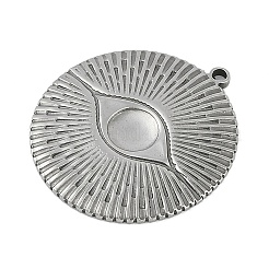 変色防止304ステンレススチールペンダント  フラットラウンドのチャーム  ステンレス鋼色  26x24x2.5mm  穴：1.5mm&nbsp;STAS-M078-03E-P