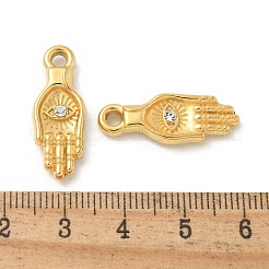 304ステンレススチールラインストーンペンダント  ゴールドカラー  ハムサの手  24.5x9x3.5mm  穴：2mm&nbsp;STAS-I322-36G-01
