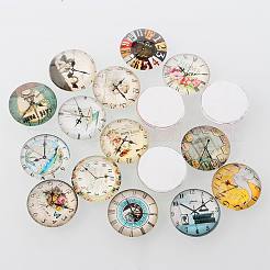 Clock Printed Glass Cabochons&nbsp;GGLA-A002-25mm-YY