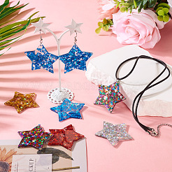DIYのダングルイヤリング作成キット  スターアクリルとスパンコールペンダントを含む  316サージカルステンレススチールピアスフック  スター  42.5x45.5x2mm  穴：1.6mm&nbsp;DIY-TA0006-55A
