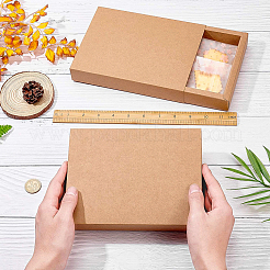 クラフト紙の折りたたみボックス  引き出しボックス  長方形  バリーウッド  完成品：20x15x3cm&nbsp;CON-WH0010-01K-C
