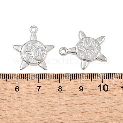 304ステンレスペンダント  笑顔の太陽のチャーム  ステンレス鋼色  22.5x19.5x2mm  穴：1.8mm&nbsp;SA-CBAB51A-01P