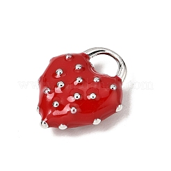 合金エナメルチャーム  イチゴのチャーム  長持ちメッキ  ラックめっき  レッド  プラチナ  18x15x6mm  穴：4x5mm&nbsp;ENAM-F160-01P