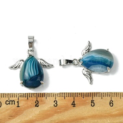 Dyed Natural Blue Banded Agate Pendants&nbsp;G-C114-05P-07
