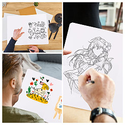5枚A4サイズのアートデッサンスケッチブック  空白のノート  長方形  ホワイト  295x210x5.5mm&nbsp;DRAW-WH0007-003A