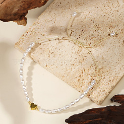 Bohemian Imitation Pearl Bead Braided Bead Bracelets for Women. with Non-magnetic Hematite Heart Charm&nbsp;RI6613