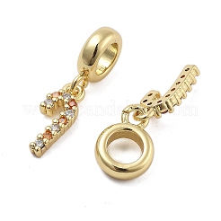 Brass Micro Pave Cubic Zirconia Pendants&nbsp;KK-Q006-60G