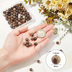 2連売りラウンド天然オーシャンアゲート/オーシャンジャスパービーズ連売り  8mm  穴：1.2mm  約46個/連  14.96''（38センチメートル）&nbsp;G-OC0002-71