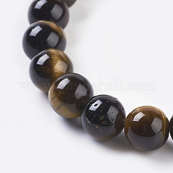 天然石タイガーアイビーズ連売り  ラウンド  6mm  穴：1mm  約31個/連  7インチ&nbsp;G-C076-6mm-1B