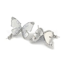 Brass with Enamel with Cubic Zirconia with Crystal Stud Earring with 925 Sterling Silver Pins&nbsp;KK-Q820-06P
