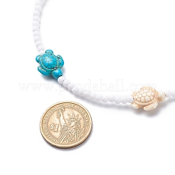 3Pcs 3 Color Dyed Synthetic Turquoise Tortoise & Acrylic Beaded Necklaces Set&nbsp;NJEW-JN04036