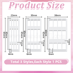 長方形のプラスチック粘土型3個  粘土カッター  ホワイト  65x30x11mm  内径：11~25x5mm&nbsp;TOOL-WH0059-050