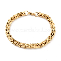 304ステンレススチールロープチェーンブレスレット女性男性用  イオンプレーティング（ip）  ゴールドカラー  8-1/2インチ（21.5cm）&nbsp;BJEW-F488-38G