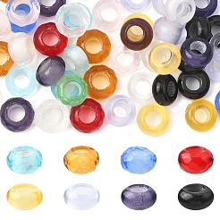 30個のガラスヨーロッパビーズ  大穴ビーズ  多面カット  ロンデル  ミックスカラー  11.5x5.5~7.5mm  穴：5.5~6mm&nbsp;GLAA-YW0005-24
