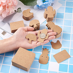 サボテン＆猫＆パイナップル＆ツリー＆正方形＆長方形のイヤリングディスプレイカード  イヤースタッド用の空白のクラフト紙タグ  イヤリングとジュエリーディスプレイ  バリーウッド  35~60x32~64x0.3~0.5mm  穴：1~1.5mm  300個/セット&nbsp;EDIS-TA0001-001
