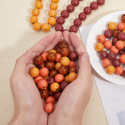 160Pcs 4 Colors Spray Painted Wood European Beads&nbsp;WOOD-GL0001-20