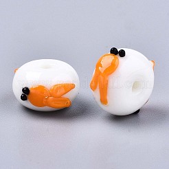 手作りのでこぼこランプワークビーズ  金魚のそろばん  オレンジ  14~15x12~13x8~9mm  穴：2mm&nbsp;LS-LAMP-S194-004E