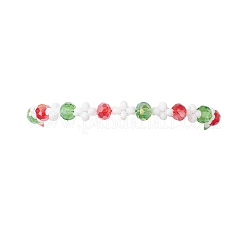 Christmas Handmade Glass Seed & Glass Braided Bead Bracelet&nbsp;BJEW-MZ00249-02