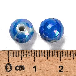 不透明なアクリルビーズ  ラウンド  ABカラーメッキ  ミディアムブルー  10x9mm  穴：2mm  930個/ 500g&nbsp;OACR-S076-02