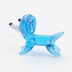 手作りランプワーク子犬ホームディスプレイ装飾  3dビーグル犬  ディープスカイブルー  25x16x17mm&nbsp;LAMP-J084-24