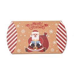 クリスマステーマのダンボールキャンディーピローボックス  漫画のサンタクロースキャンディスナックギフトボックス  ファイヤーブリック  折りたたみ：7.3x11.9x2.6cm&nbsp;CON-G017-02A