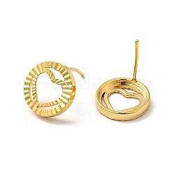 Rack Plating Brass Hollow Out Heart Stud Earrings for Women&nbsp;EJEW-F288-19