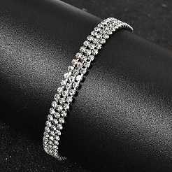 304 Stainless Steel Rhinestone Cup Chain Multi-strand Bracelets for Women&nbsp;BJEW-P376-01P-03