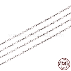 変色防止ロジウムメッキ スターリングシルバーアズキチェーン925本  ハンダ付け  プラチナ  1.6x1.2mm&nbsp;STER-WH0011-04P