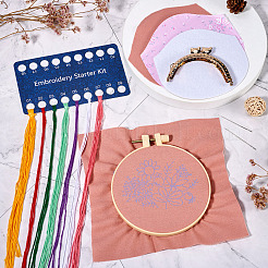 Diy刺繡スターターキット  綿糸が入ったクロスステッチキット  鉄針  刺繡と仕様  植物模様  カラフル  長方形布: 190x198x0.1mm&nbsp;DIY-TAC0030-02