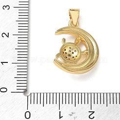 真鍮製エナメルペンダント  クリスタルラインストーン付き  月と亀のチャーム  ゴールドカラー  ドジャーブルー  20x15x5mm  穴：4.5x3.5mm&nbsp;KK-CBA97B9-02G-02